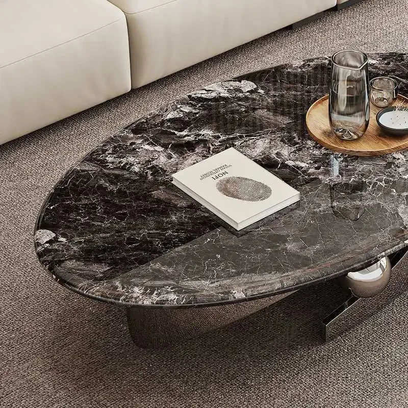 Personalized coffee table, marble living room light luxury modern round small apartment simple and minimalist small table 3