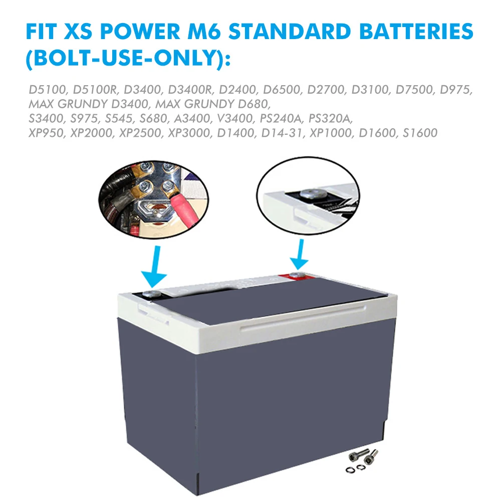 4 spot/6 spot platte batterijterminals voor XS Power M6 standaardbatterijen (BOLT-ONLY-GEBRUIK)