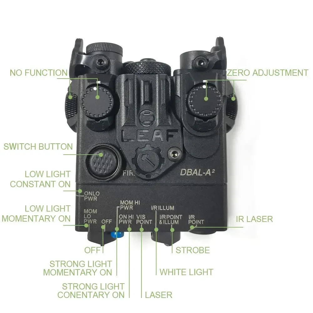 DBAL-A2 الأخضر ريد دوت مصباح يدوي مع مفتاح ضغط عن بعد سلاح التكتيكية ضوء إحترافي للصيد في الهواء الطلق مادة النايلون