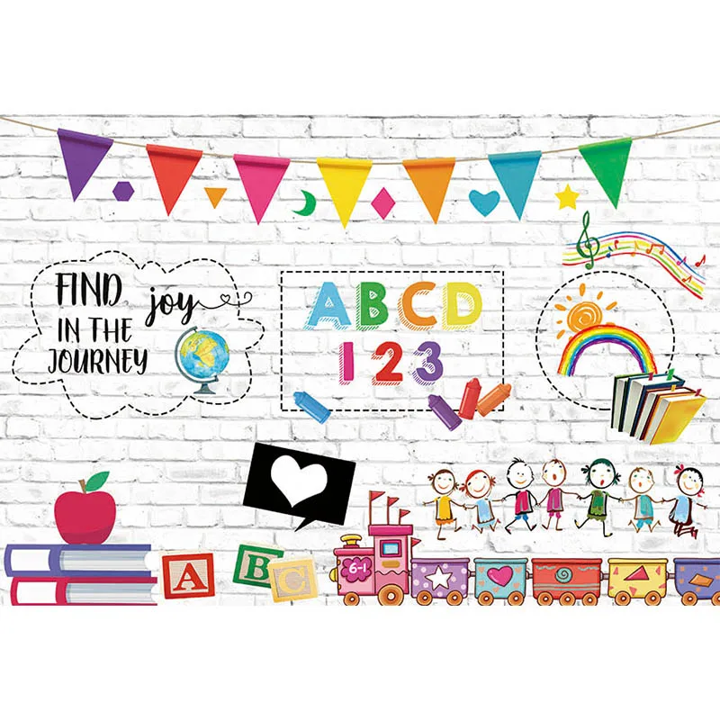 Avezano Backdrops for Photography Welcome Back To School Kindergarten Wall Book Globe Kids Party Background Photo Studio Decor