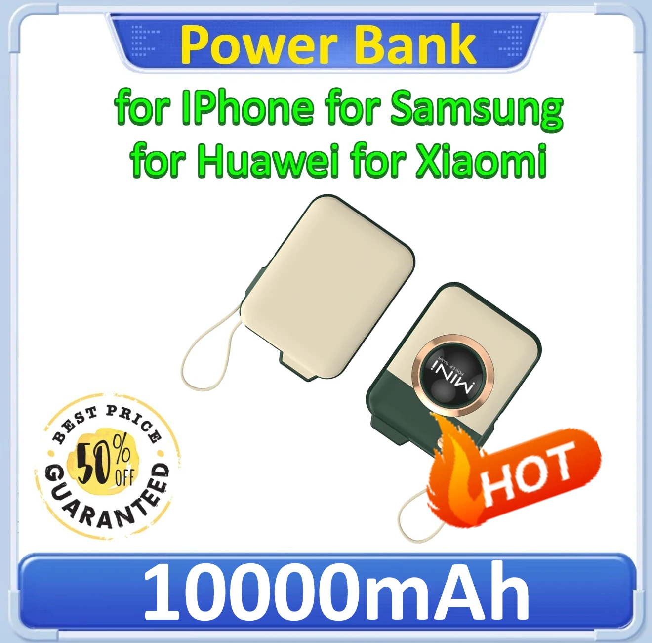 

Mini Power Bank Creative Camera Appearance for Xiaomi/Samsung/Huawei/IPhone External Battery 10000mAh
