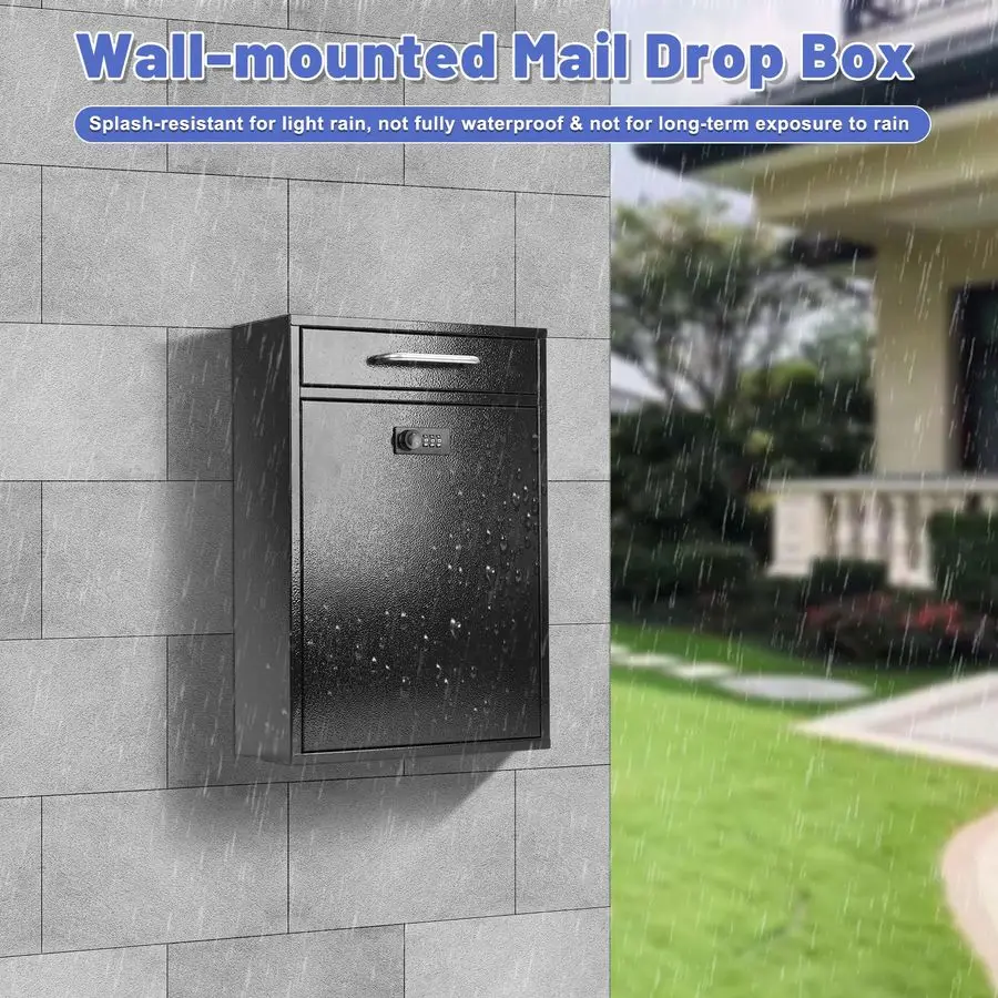 Kotak Surat Kombinasi Baja untuk Luar Ruangan, Kotak Surat Tempel Dinding dengan Kunci, Kotak Surat Pengaman dengan Kunci, Kotak Pengumpul Surat, 16.2T x 11.2L x