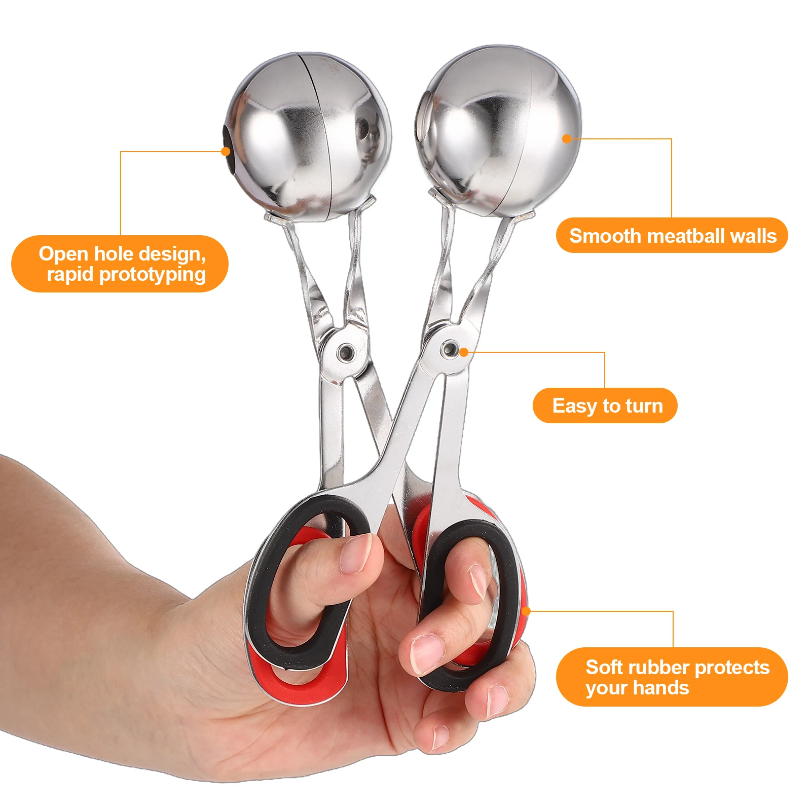 

3 pcs Stainless Steel Meatball Maker Scoop Maker Tool For Meatballs Cakes Dough Biscuits Fish Ball Making Tool Cake Pop Roller