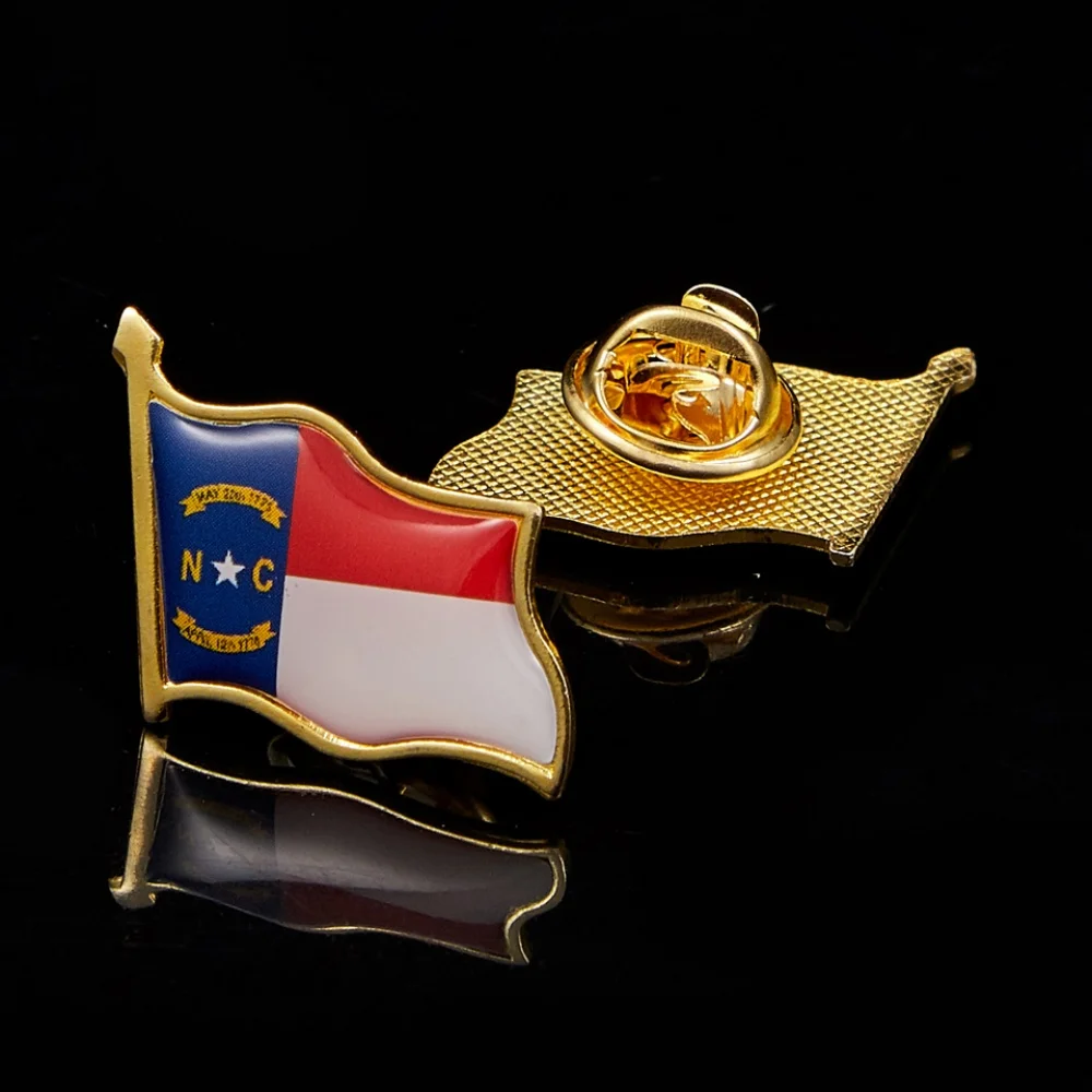 USA North Carolina State Gold Plated Flag Lapel Pins Shirt Tie Necktie Pins Clip Clasp Lapel Stick Brooch