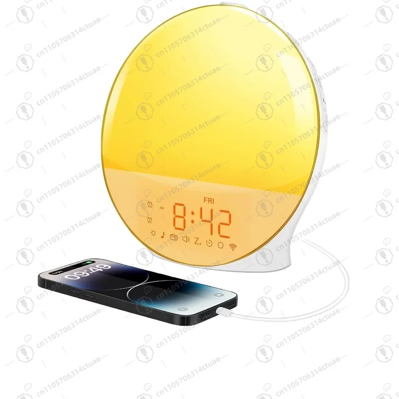 

1PC Sunrise Sunset Simulation Wake-Up Light Alarm Clock with Sleep Ambience Wireless Bluetooth Speaker Lamp for Bedroom Home