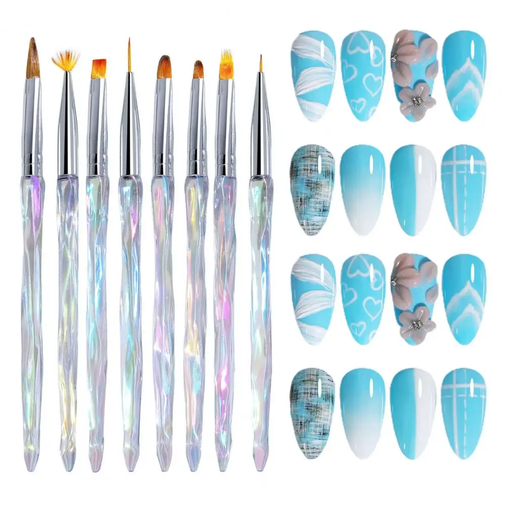 

8Pcs/Set Painting Flower Nail Art Brush Soft Bristle Gradient Color Manicure Tool Professional Nail Liner Pen Nail Dotting Brush