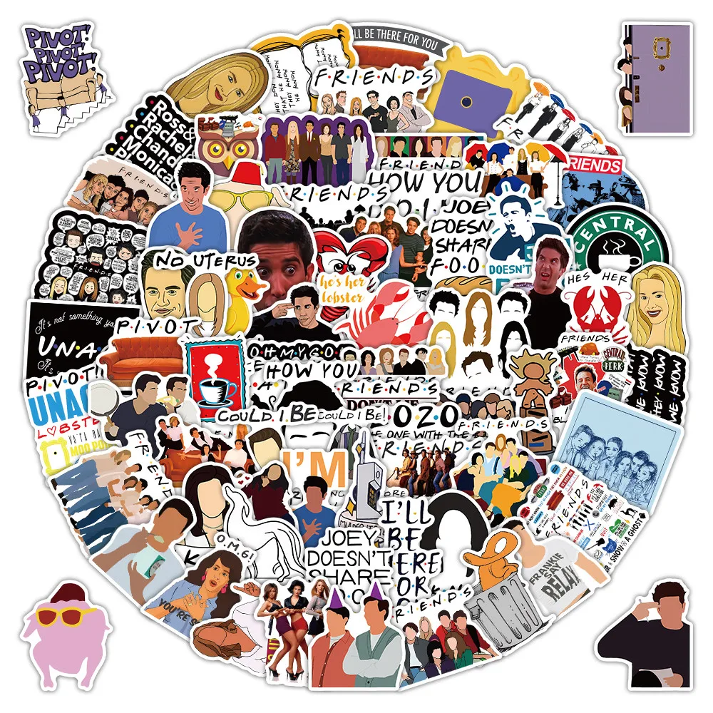 Retro Friends Cartoon Stickers 100 Sheets Aesthetic Decor for Journal Album Giajar Sticker Store