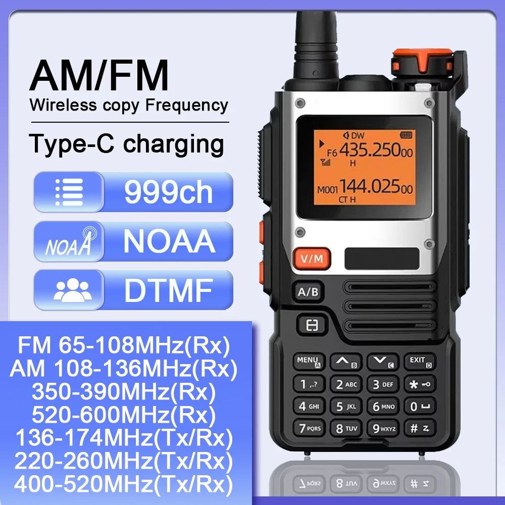 

BAOFENG UV-K6 K5[8] 5R Walkie Talkie 15 Вт Радио 999CN Погодная сигнализация УВЧ-зарядка, УКВ, DTMF, FM, шестидиапазонная копия одним щелчком мыши 50 км USB