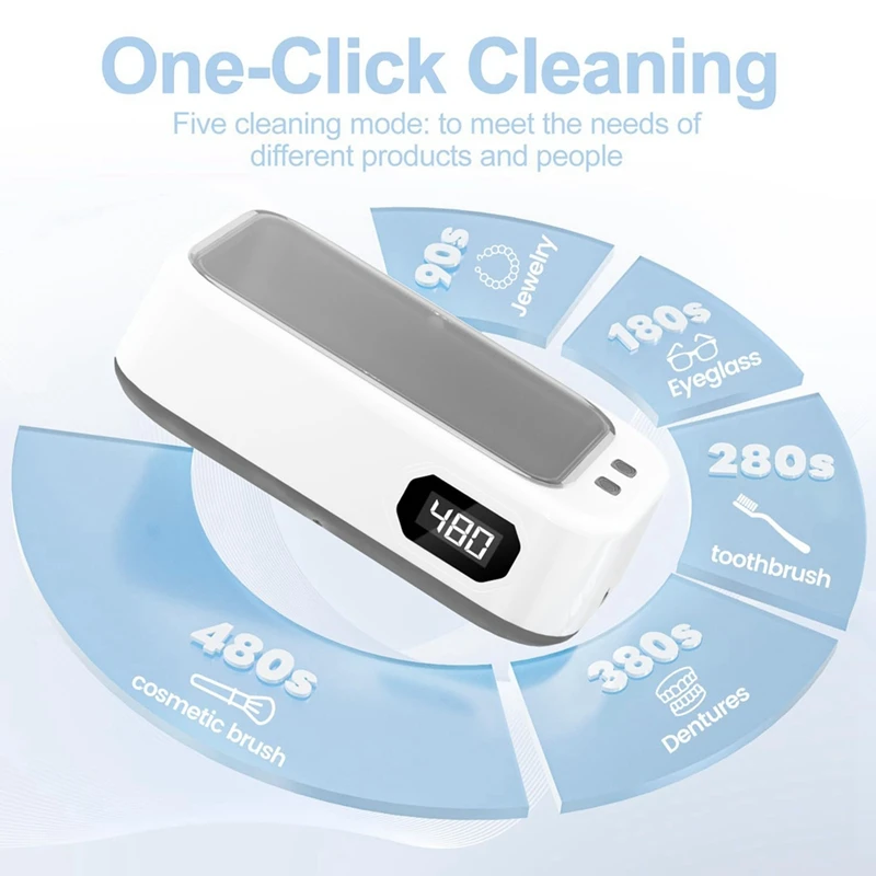 Ultrasonic Cleaners 49KHz Ultrasonic Jewelry Cleaner for Jewelry Razors Watches Combs Brushes Rings US Plug-A31R