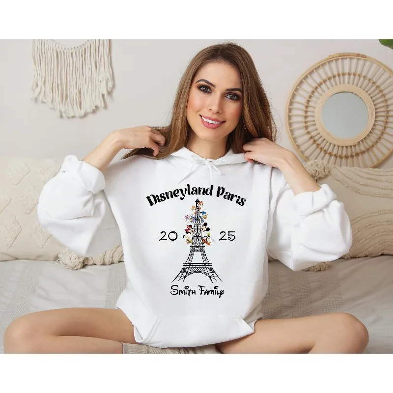 ديزني برج ايفل ميكي وميني المرأة هوديس الخريف والشتاء جديد الرجال والنساء موضة ملابس الشارع عادية