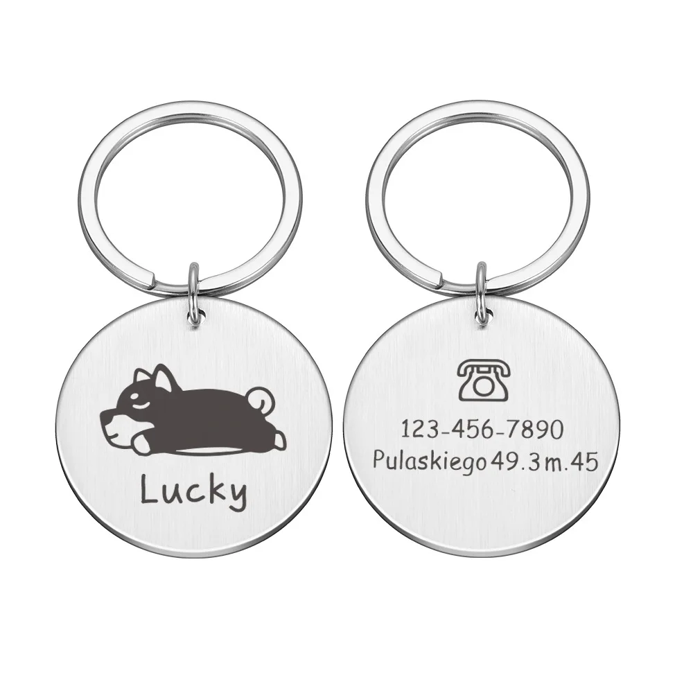 

Pets Anti-lost Photo Custom Photo Number Keychain Stainless Steel Pet Lovers Personalized Cat Dog Picture Name Key Ring Gift