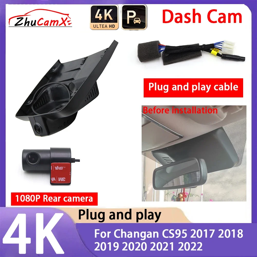 

ZhuCamX 4K 2160P Car Camera Plug and Play UHD Dash Cam Night Vision for Changan CS95 2017 2018 2019 2020 2021 2022