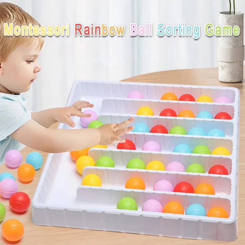 Smart Color Ball Sorting & Matching Game Set, Family Leisure Interactive Play, Educational Tabletop Toy For Kids