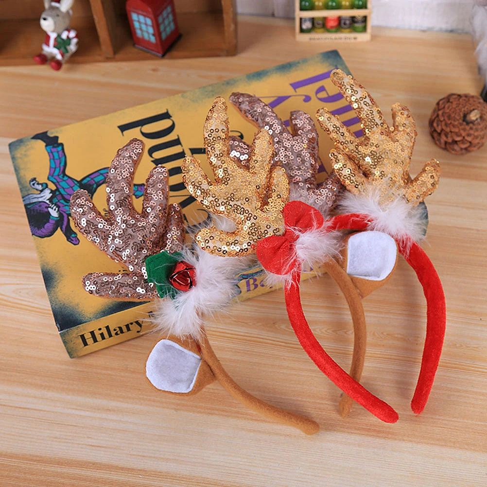 

Antler Hair Hoop Christmas Headb Party Headdress Sequins Bulk Gifts Lightweight Safe Size Fit Comfortable Wear Creative Fun