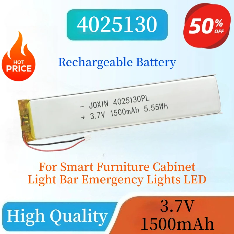 

Brand New 4025130 3.7V 1500mAh Lithium Polymer Batteries Ph2.0P For Smart Furniture Cabinet Light Bar Emergency Lights LED