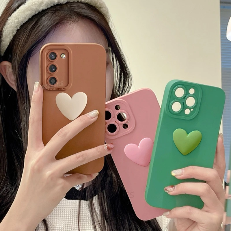 S 21 22 23 24 3d Love Heart Silicone Case For Samsung Galaxy S21 S23 S20 Fe S22 S24 Plus Ultra A55 Shockproof Soft Cover Note 20