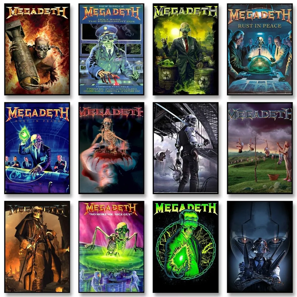 Megadeth Heavy Metal Band Álbum Pôster Pintura sem moldura Adesivo de parede para quarto Sala de estar Decoração de casa