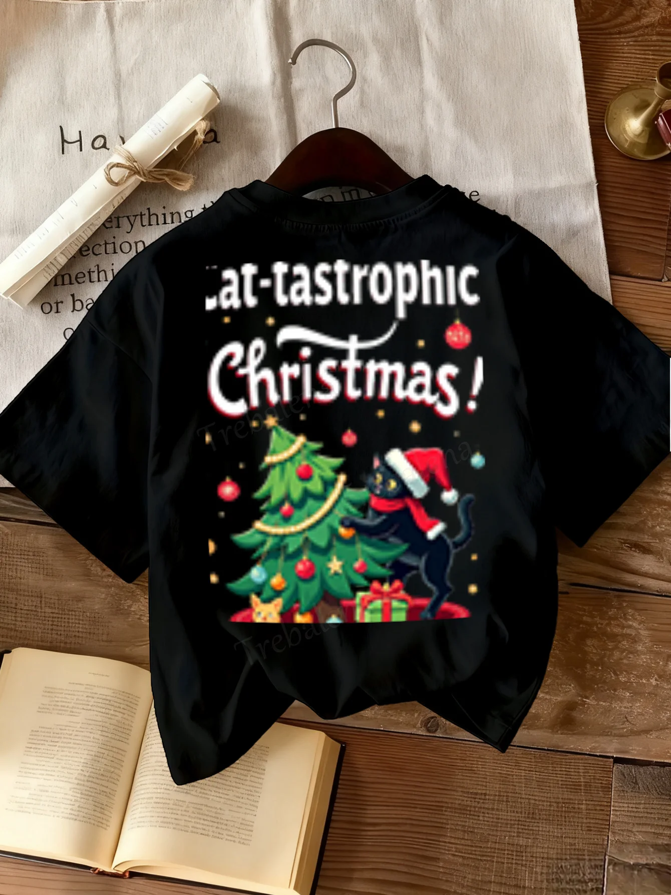 

Women T-shirt Cat-Tastrophic Christmas T-Shirt for Women, Festive Holiday Fun