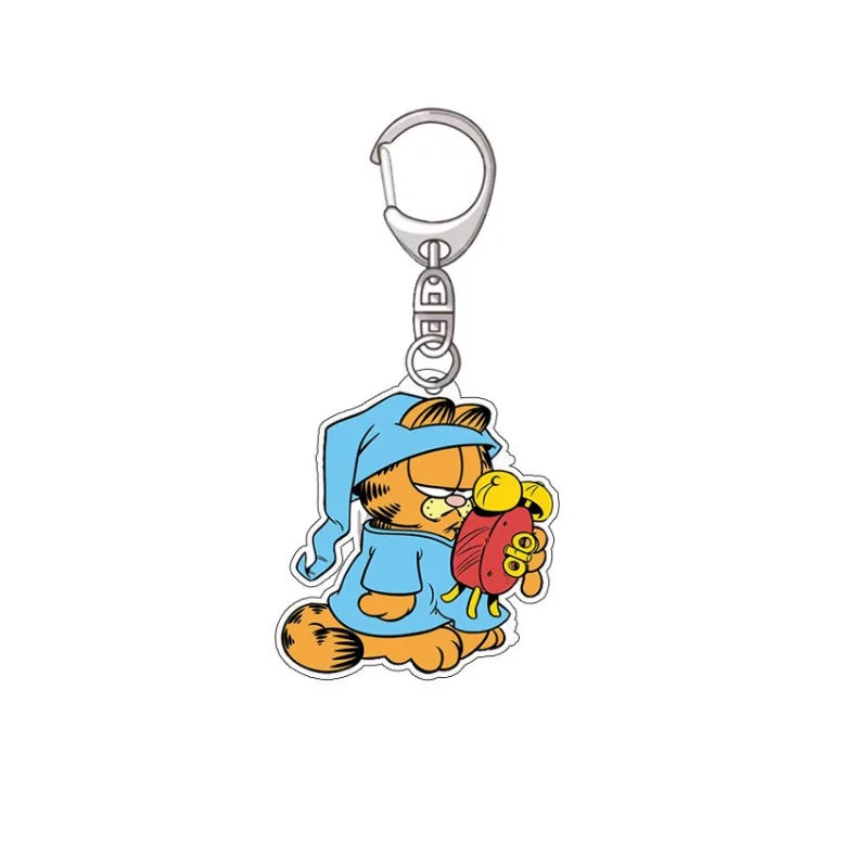 8pcs/set hot New Cute Cartoon Garfields Surrounding Acrylic Keychain Cute Cartoon Gift Small Gift Decoration Emoji Pack view 2