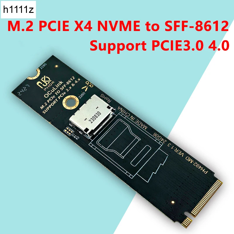 M.2 NVME PCIE X4 para OCulink SFF-8612 Riser Card para U.2 U.3 SSD M2 M Chave para SFF-8612 Adaptador Suporte PCIe 3.0 4.0 para PC Desktop