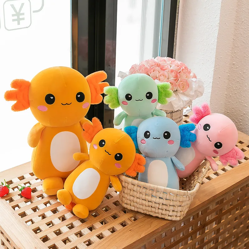 ตุ๊กตาซาลาแมนเดอร์ใหม่ 1 ชิ้น ขนาด 30 ซม./11.81 นิ้ว ของเล่นไดโนเสาร์หกเหลี่ยมน่ารักแบบคู่ ผลิตภัณฑ์ใหม่ Axolotl