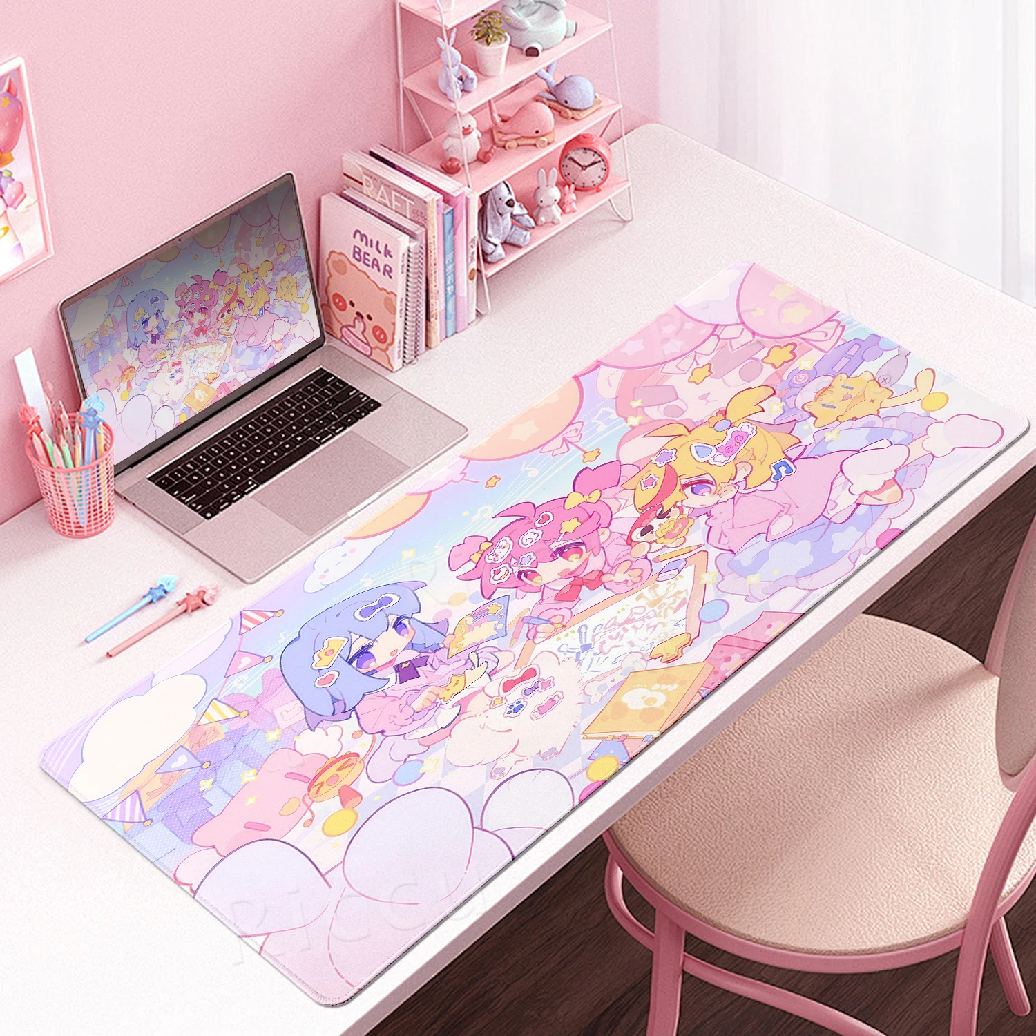 Muse Dash Anime Girl Extended Mouse Pads Rubber Gaming Desk Carpet Locking Edge Table Mat Anti-slip Office Soft Accessories Pads