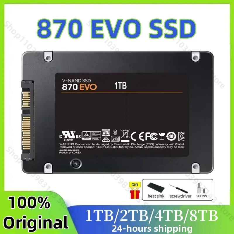 

2024 New SSD 870 EVO 8TB 4TB 2TB 1TB Internal Solid State Drives Hard Disk SATA 3.0 MLC 2.5 Inches for Laptop Desktop PC PS4 PS5