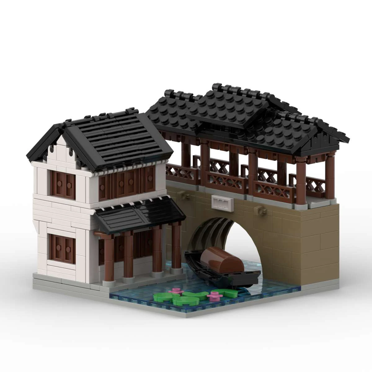 MOC Classic Chinese Ancient Style Architecture Street View Garden Landscape Building Block Model DIY Kid Toy Adult Birthday Gift