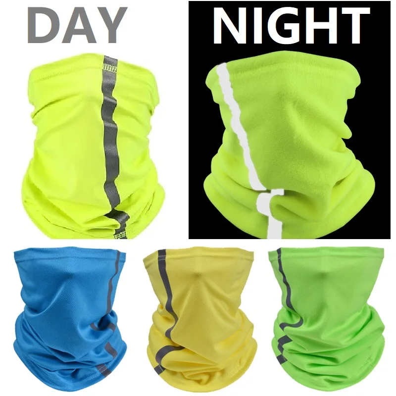 Reflective Neck Gaiter Visibility Neon Safety Bandana Wind Dust UV Protection Scarf Bandanas