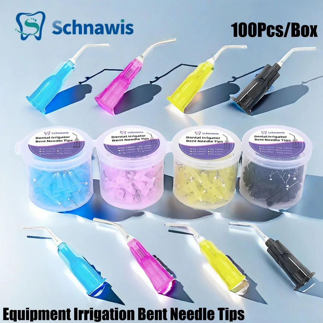 100Pcs/Box Equipment Irrigation Bent Needle Tips Dental Flow Sealant Etchant Composite Resin Acid Reagent Delievery Syringe Tips