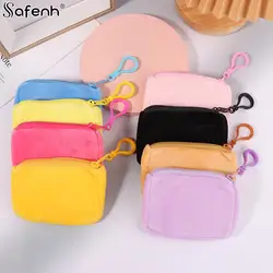 1pcs Cute Candy Color Plush Coin Purse Women Minimalist Square Change Pouch Wallet Headphone Bag Key Holder