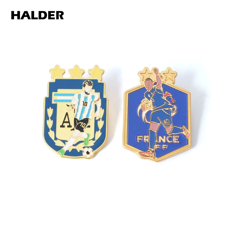 HALDER Sports Football Soccer Messi Kylian Enamel Brooch Lapel Pin Backpack Costume Canvas Bag Badge Gift For Friends