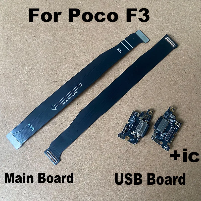 For Xiaomi Poco F3 USB Charging Dock Port Mian Mother Mic Microphone Fast Connector Board Flex Cable Parts Replacement