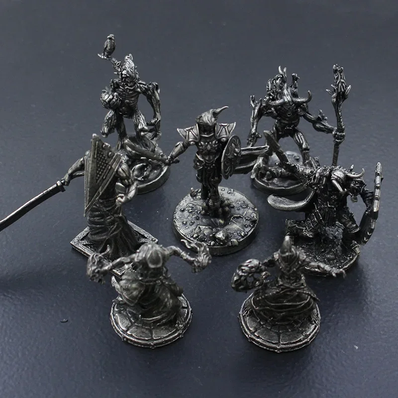 Vintage White Bronze Demon Race Soldier Statue Desktop Board Game Soldier Model Toys Desk Mini Decorative Ornament Crafts Gifts