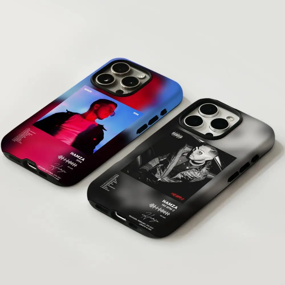 حافظة هاتف لهاتف آيفون 17 16 15 14 13 12 Pro Max Plus لامعة عالية الدقة بطبقة مزدوجة غلاف صلب سائل Hamza #1