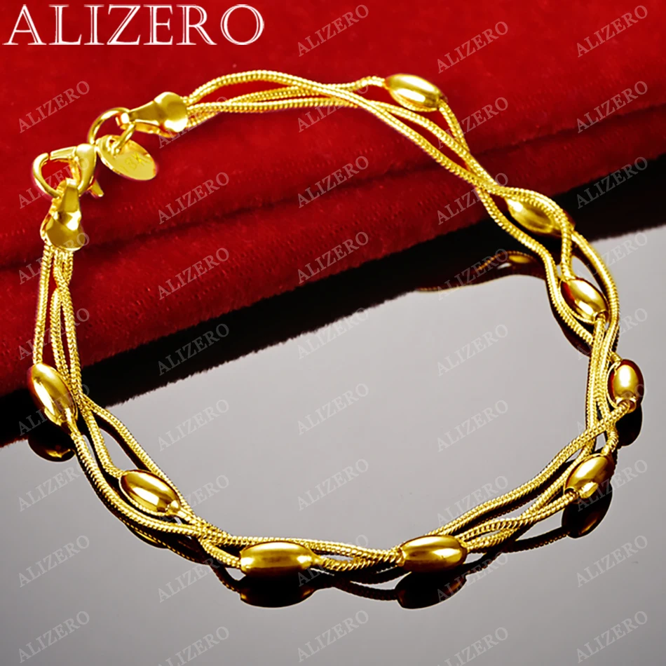 ALIZERO 18K Gold Snake Bone Chain Beads Bracelets For Women Fine Jewelry Wedding Banquet Party Gift Fashion Personality Bracelet