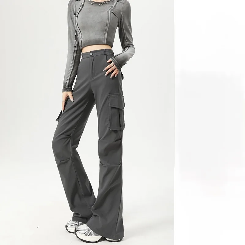 

Брюки Bootcut, черные женские брюки в готическом стиле, панк-рок, острые граффити, рваные, с дырками, с цепочкой, с шипами, темная индивидуальность, уникальный GF