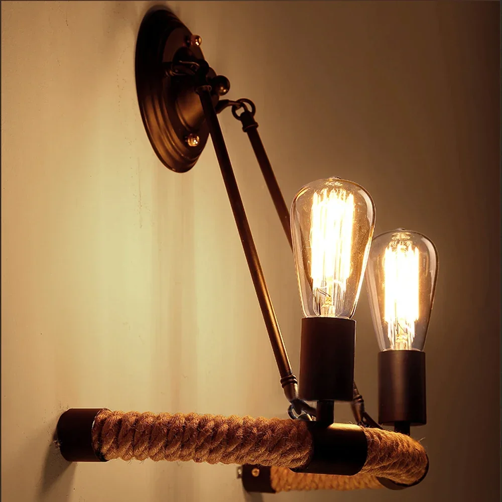 

Loft Vintage Braided Hemp Rope Wall Lamps Hand Woven Rope Lamp Wall Lights Industrial Wall Sconces Light Fixtures luminaire