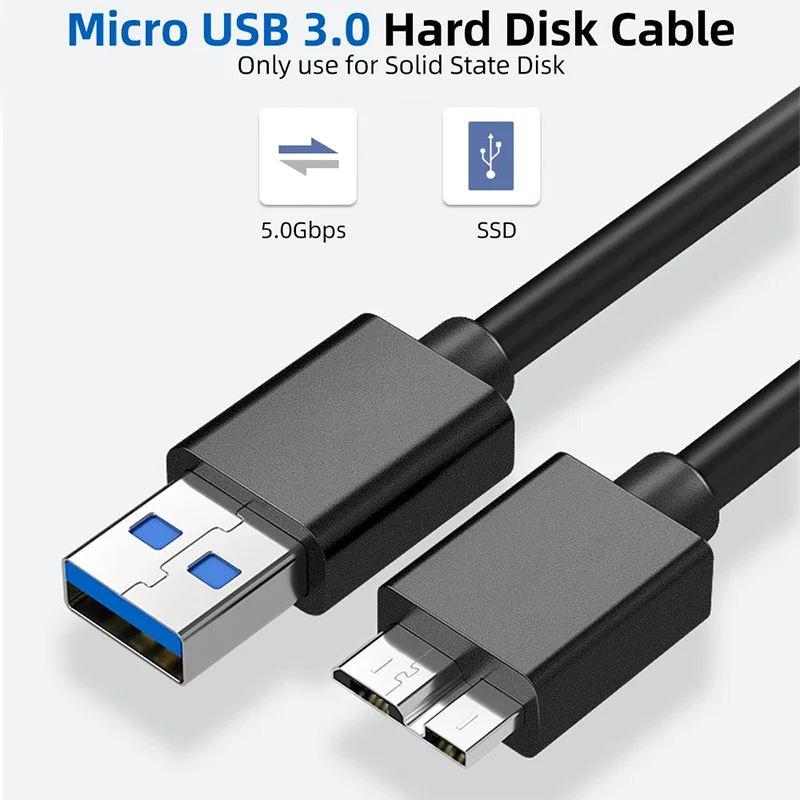 Cable adaptador USB 3,0 tipo A USB 3,0 Micro B macho, Cable de sincronización de datos para disco duro externo HDD, Cable de supervelocidad