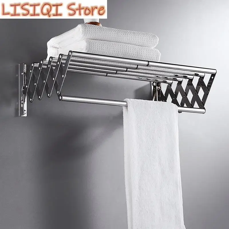 

New Wall Mount Retractable Towel Rack Expandable Clothes Drying Rack for Bathroom Laundry Room Hanging Garments Utility Balcony