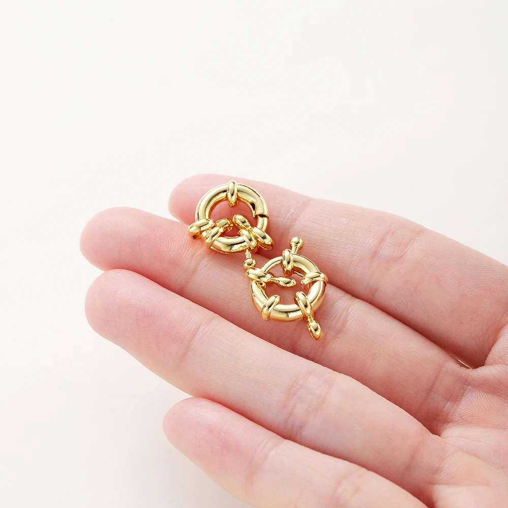 

14K/18K Real Gold Plated Nautical Buckle Bracelet Pendant End Connector Spring Clasp for DIY Jewelry Making Necklace Accessories
