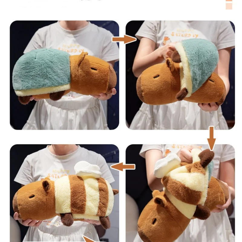 Cartoon animal capybara flip turn body crocodile bee doll plush toys water dolphin dolls children's dolls