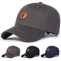Unisex Antler Leather Label Baseball Caps Outdoor Adjustable Spring and Autumn Casual Sunscreen Hat