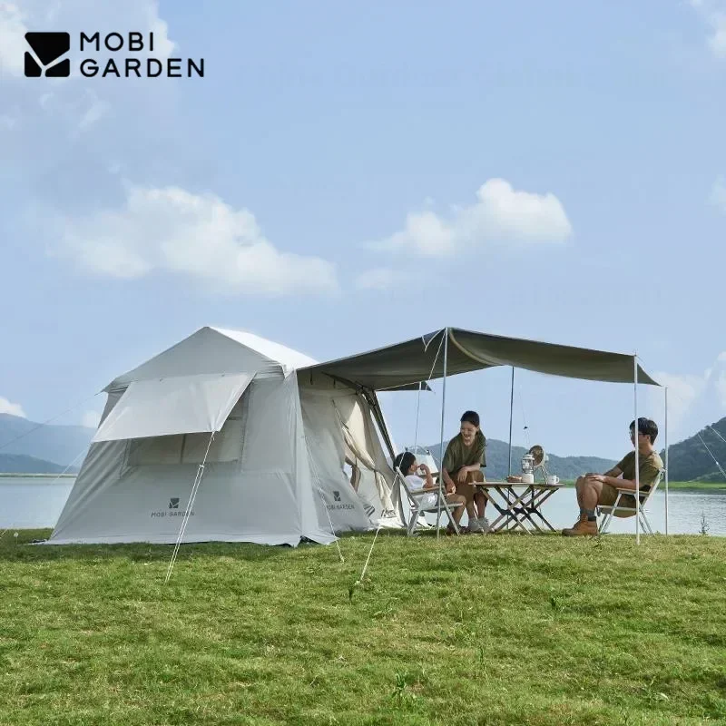 MOBI GARDEN 9.0㎡ Camping Tent Vinyl Version Automatic Quick Open Tent 2-4 Persons Folding Portable Holiday Mountain House 5.9