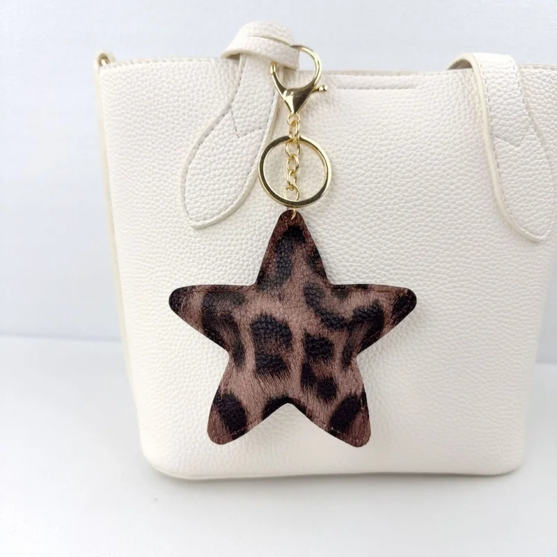 PU Leather Tassel Key Chain for Women Girl Star Pendant Lobster Clasp Key Rings Bag Accessories Luggage Tags