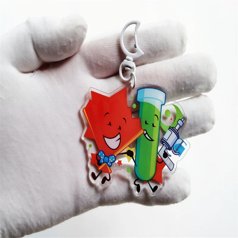Inanimate Insanity Test Tube & Fan Acrylic Keychain, Fantube Couple Charm, Double-Sided Colored Edges, Cartoon Animation Fan Gif