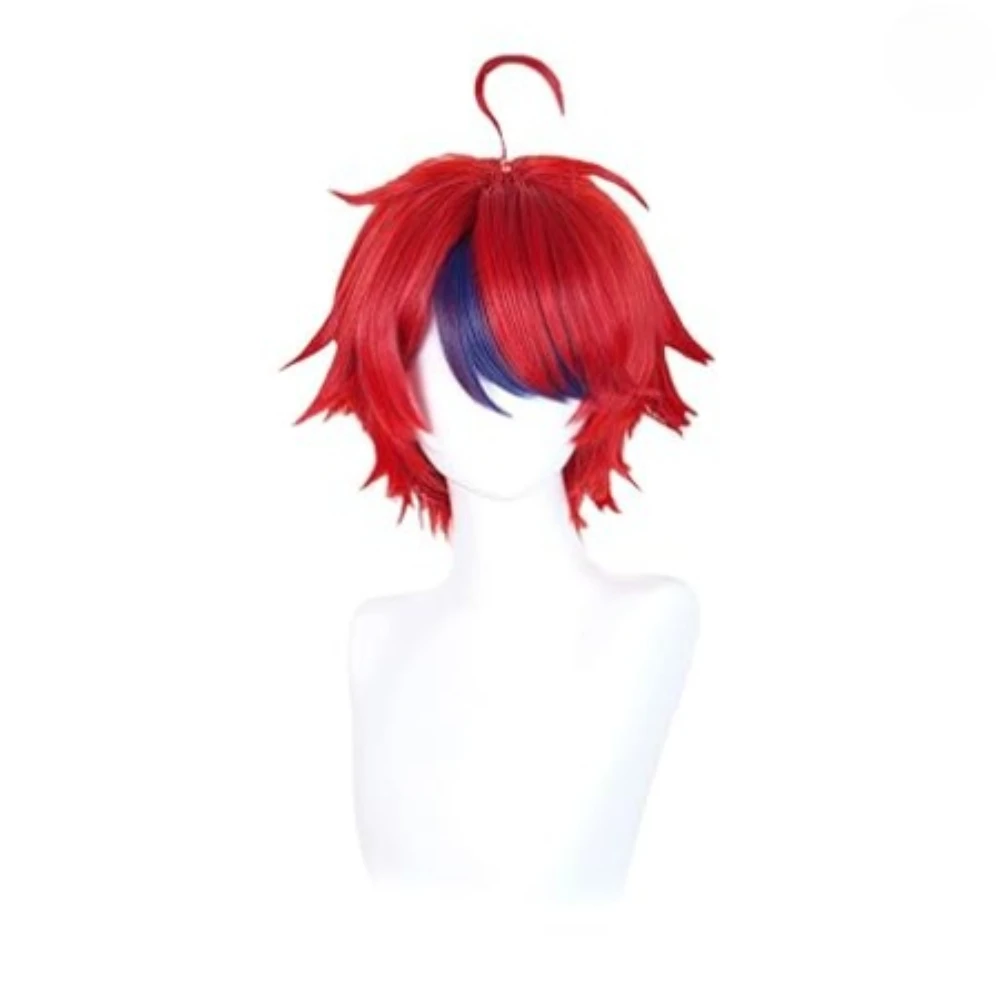 Anime Sumino Takumi Cosplay Wig Red Mixed Dark Blue 28cm Short Wigs Heat Resistant Synthetic Hair Costumes Cosplay Wigs + Wig Ca