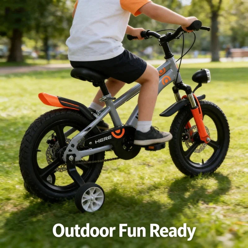 

Silver Sports Style Kids Bike Dual Disc Brakes for Boys And Girls Aged 3-8