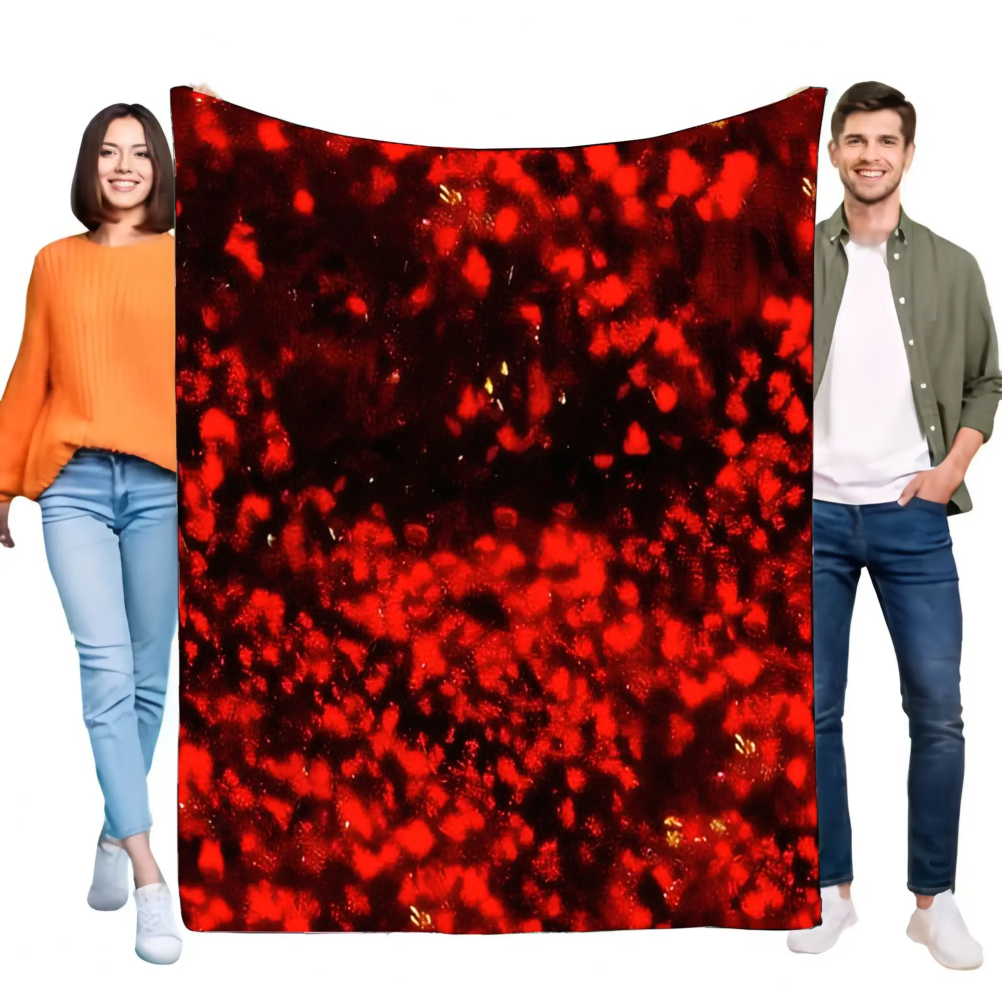 Dynamic Red&Black Glitter Abstract Flannel Fleece Blanket Super Soft Cozy Warm Anti-Pilling Throw Bed Sofa Home Decor Gift