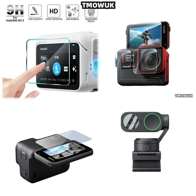 Hard Tempered Glass LCD Screen Protector + TPU Soft Lens Film Cover For Insta360 GO3S For One RS Link 2 Link 2C GO 3 3s ACE Pro
